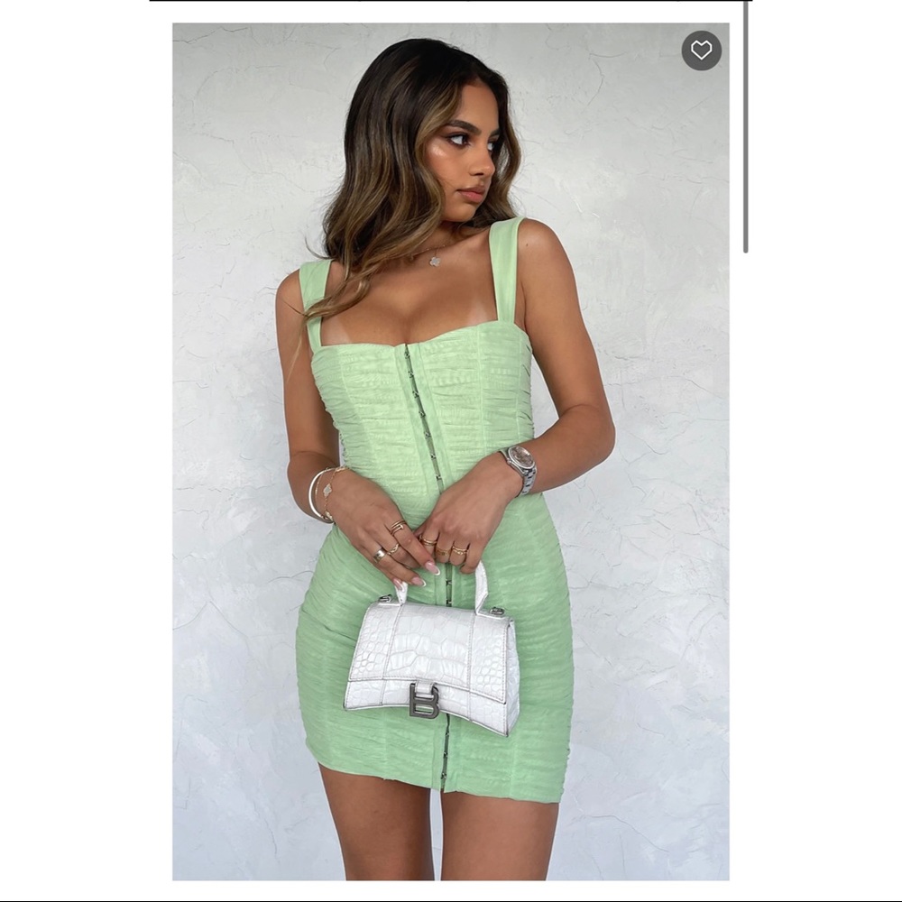White Fox Thinking Of You Mini Dress Sage